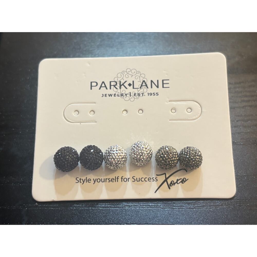 Park Lane Pave Ball Stud Earrings Set of 3 Pairs NWT